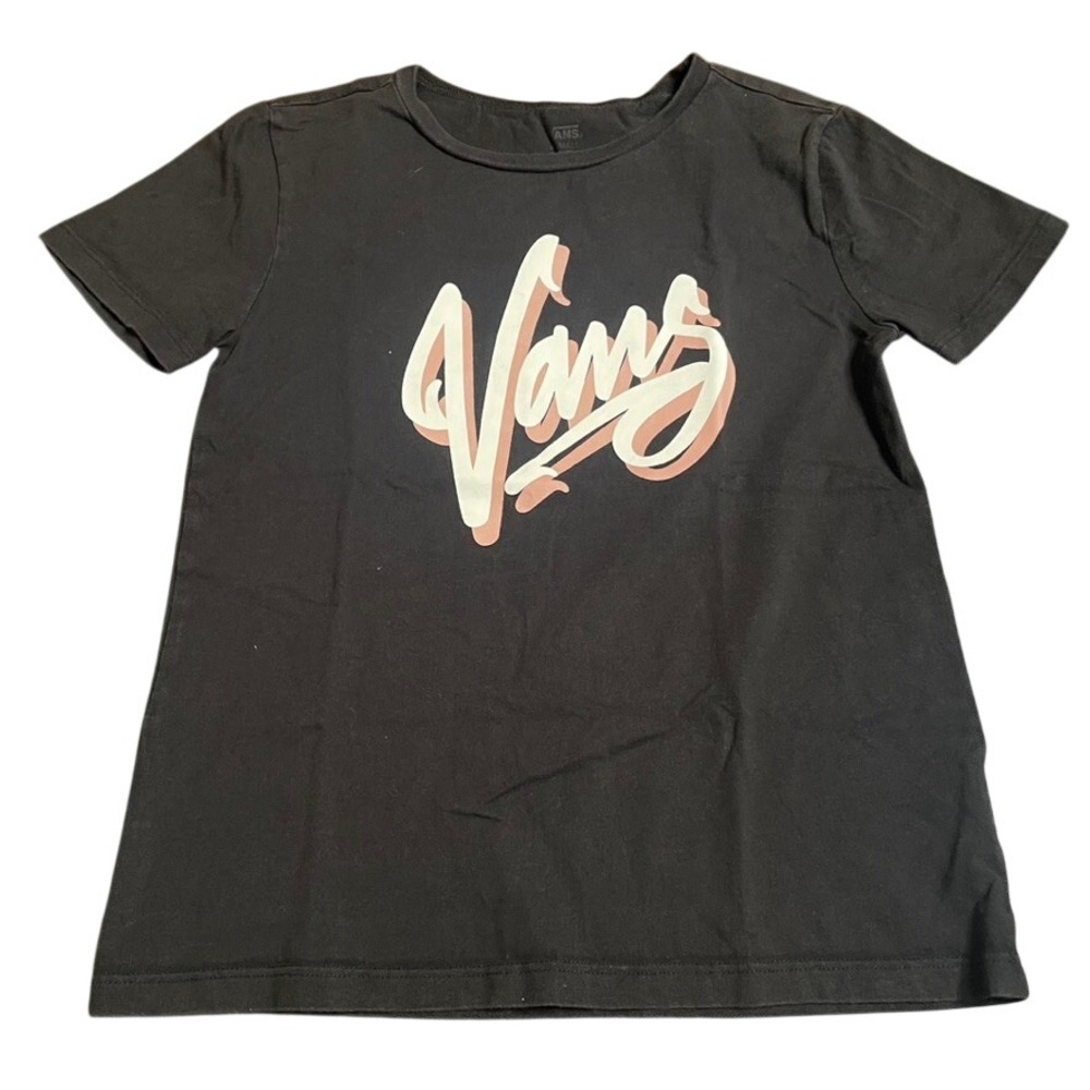 Vans Black T Shirt Script Logo Graphic Tee Extra Small